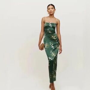 Green Floral Frankie Silk Dress